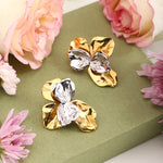 Two Tone Wave Petal Stud Earrings – Waterproof 18K Gold Plated Earrings | Ezra Gems