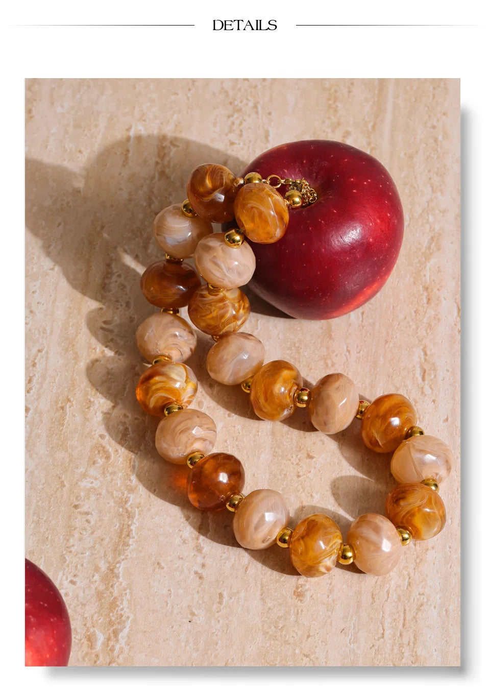 Chunky Resin Round Bead Necklace – Waterproof 18K Gold Plated Necklace | Ezra Gems