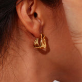 Geometric Trapezoid Creole Hoop Earrings – Waterproof 18K Gold Plated Earrings | Ezra Gems