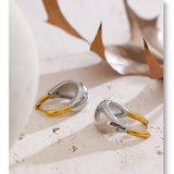 Geometric Two-tone Hoop Earrings