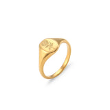 Engraved Wildflower Signet Ring
