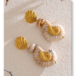Ocean Resin Shell Conch Drop Earrings – Waterproof 18K Gold Plated Earrings | Ezra Gems