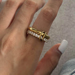 Double Layer Zircon Inlaid Ring – Waterproof 18K Gold Plated Ring | Ezra Gems