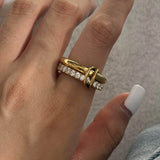 Double Layer Zircon Inlaid Ring – Waterproof 18K Gold Plated Ring | Ezra Gems