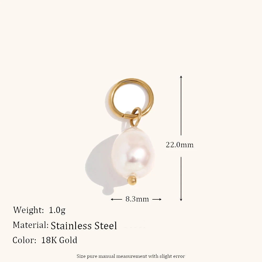 Asymmetric Pearl Charm Hoop Earrings – Waterproof 18K Gold Plated Earrings | Ezra Gems