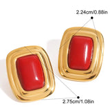 Retro Agate Geometric Stud Earrings