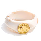 Wide resin bangle in black — hypoallergenic waterproof statement bracelet by Ezra Gems