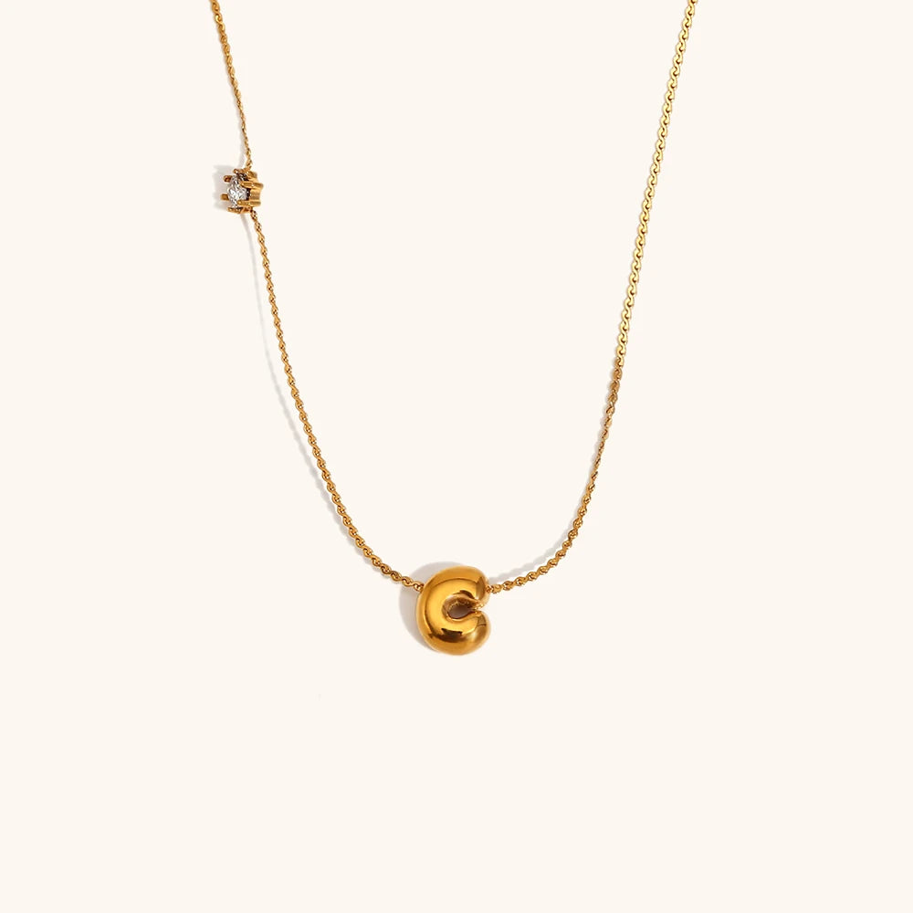 Sparkling Zircon Initial Necklace – Waterproof 18K Gold Plated Necklace | Ezra Gems