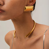 Minimalist Glossy Collar Necklace – Waterproof 18K Gold Plated Necklace | Ezra Gems