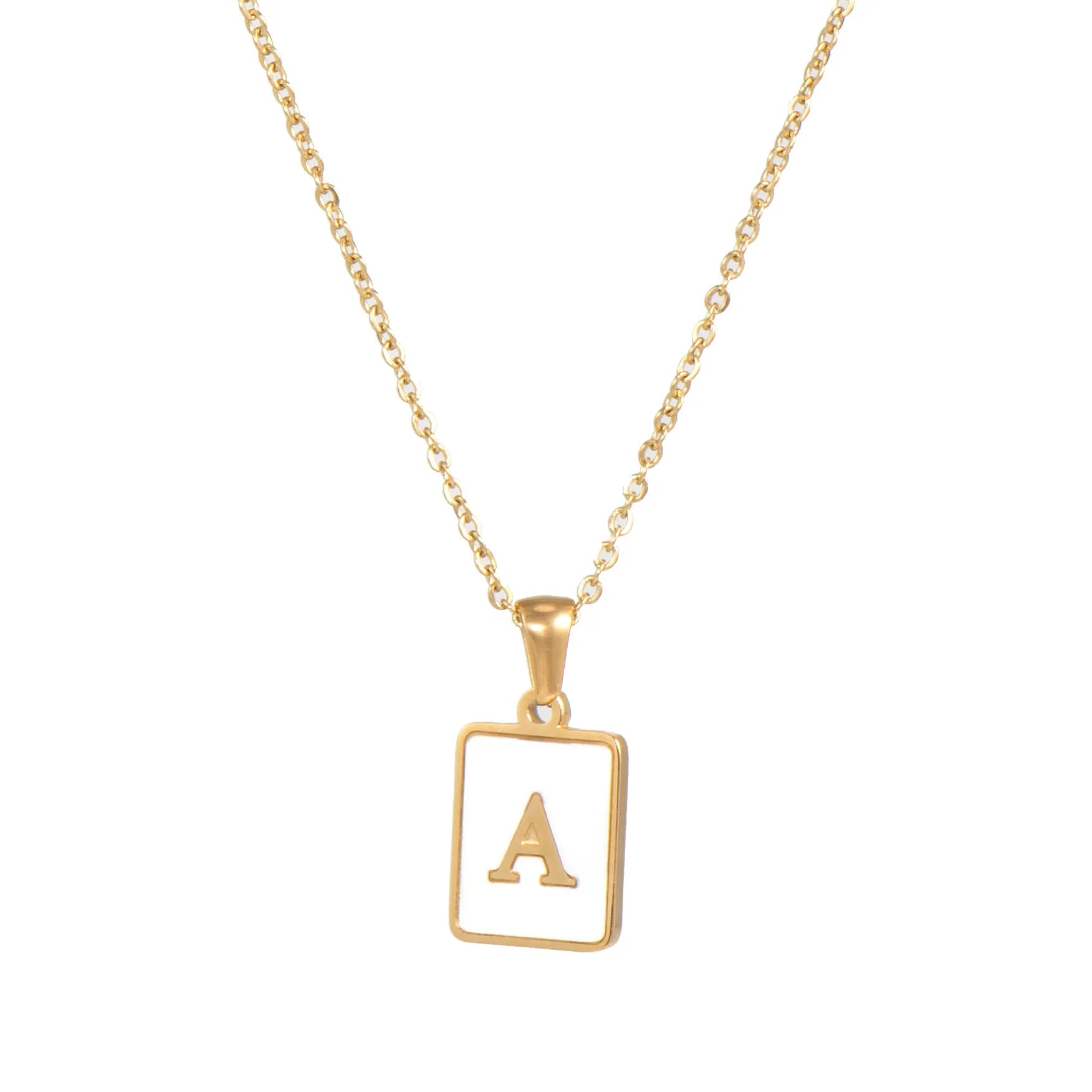 Mother of Pearl Initial Necklace – Waterproof 18K Gold Plated Necklace | Ezra Gems