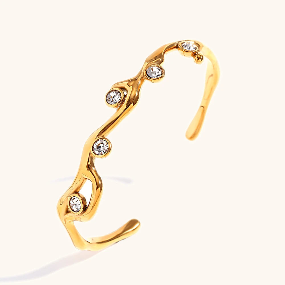 Branches Colored Zircon Bracelet – Waterproof 18K Gold Plated Bracelet | Ezra Gems