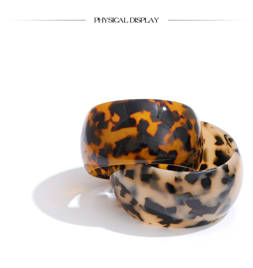 Leopard Print Resin Cuff Bracelet – Waterproof 18K Gold Plated Bracelet | Ezra Gems