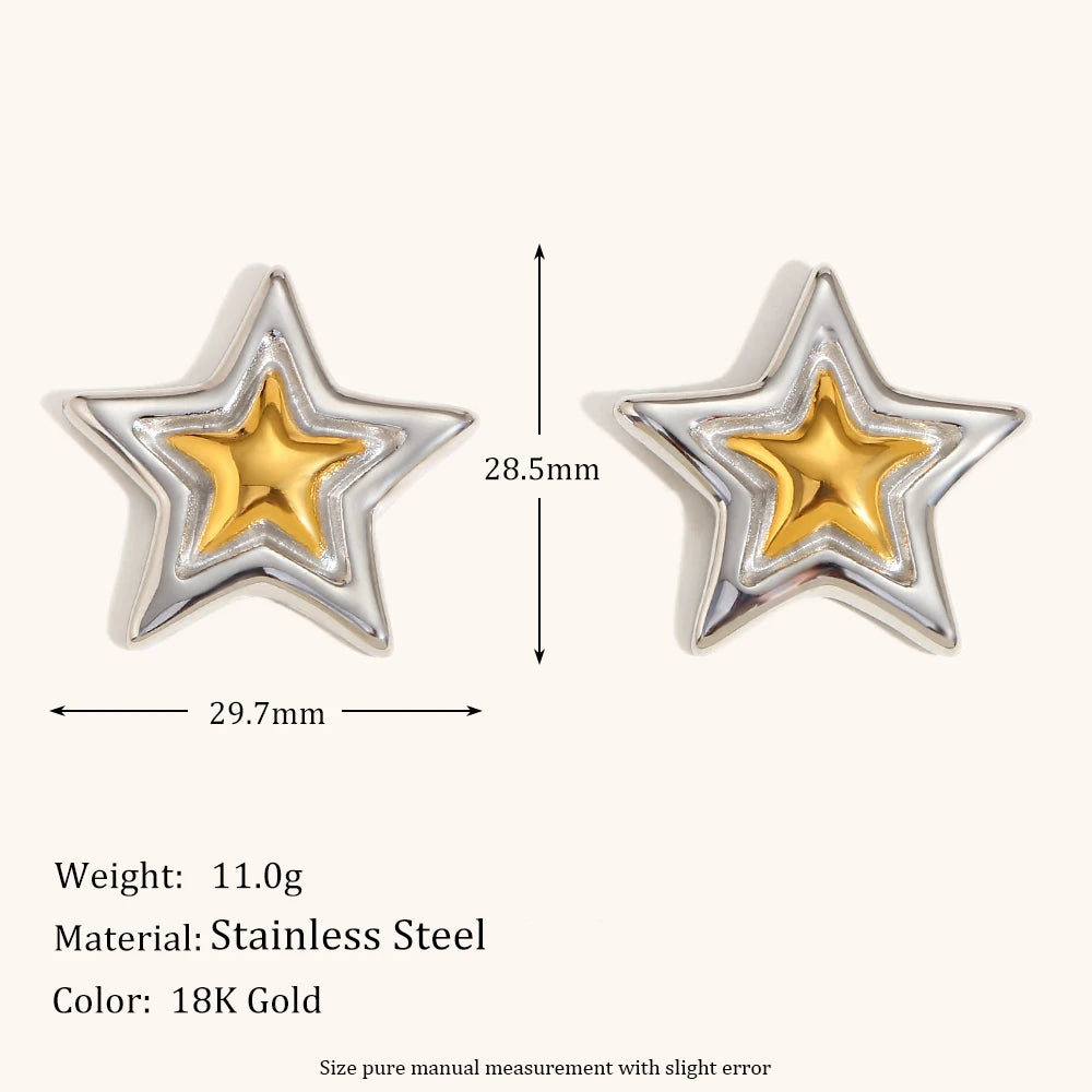 Double-Layer Pentagram Star Earrings – Waterproof 18K Gold Plated Earrings | Ezra Gems