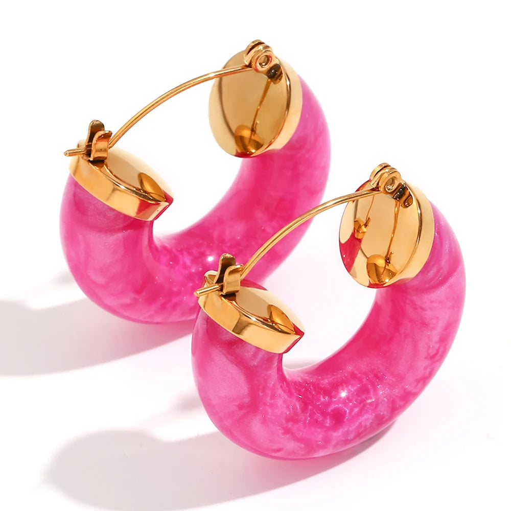 Acrylic Round Tube Hoop Earrings