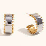 Bead Edge Smooth Mixed Metal Earrings – Waterproof 18K Gold Plated Earrings | Ezra Gems