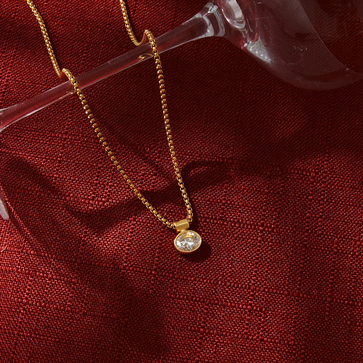 Dainty Zircon Drop Pendant Necklace – Waterproof 18K Gold Plated Necklace | Ezra Gems