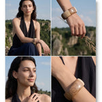 Two-Tone Acrylic Wide Bangle Bracelet – Waterproof 18K Gold Plated Bracelet | Ezra Gems