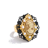 Resin Pearl Portrait Oval Ring