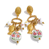 Ceramic Flower Drop Earrings