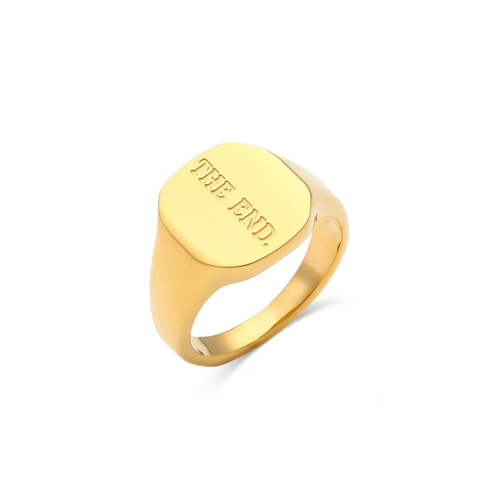 Engraved Letter Word Ring