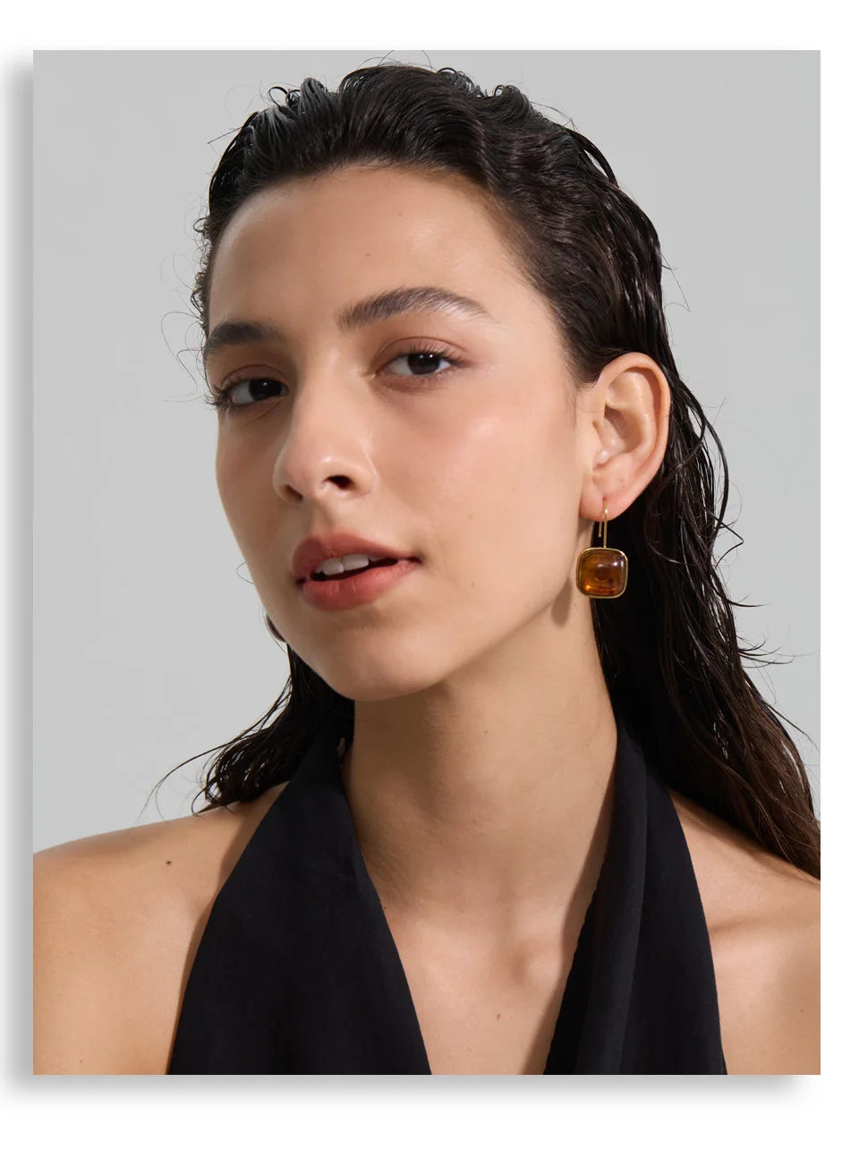 Amber Resin Square Drop Earrings – Waterproof 18K Gold Plated Earrings | Ezra Gems