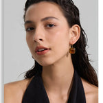 Amber Resin Square Drop Earrings – Waterproof 18K Gold Plated Earrings | Ezra Gems