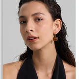 Amber Resin Square Drop Earrings – Waterproof 18K Gold Plated Earrings | Ezra Gems