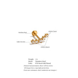 Zircon Helix Flat Back Cartilage Earring – Waterproof 18K Gold Plated Earring | Ezra Gems