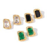 Colored Cubic Zirconia Gold Stud Earrings – Waterproof 18K Gold Plated Earrings | Ezra Gems