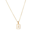 Mother of Pearl Initial Necklace – Waterproof 18K Gold Plated Necklace | Ezra Gems