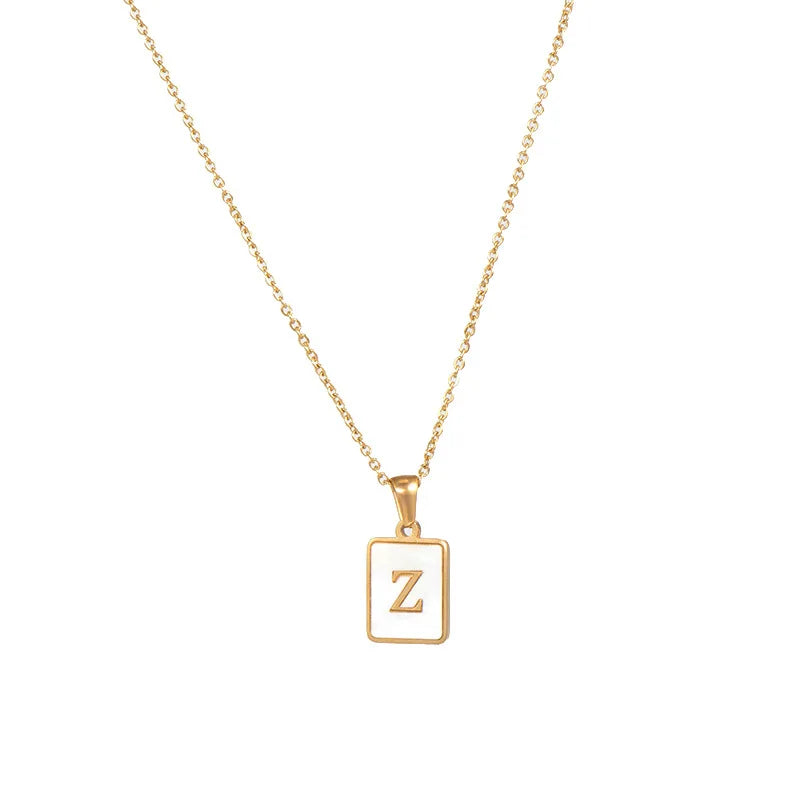 Mother of Pearl Initial Necklace – Waterproof 18K Gold Plated Necklace | Ezra Gems