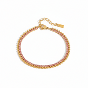 Pink Gemstones Chain Bracelet — waterproof hypoallergenic stainless steel 18K gold-plated jewelry | Ezra Gems