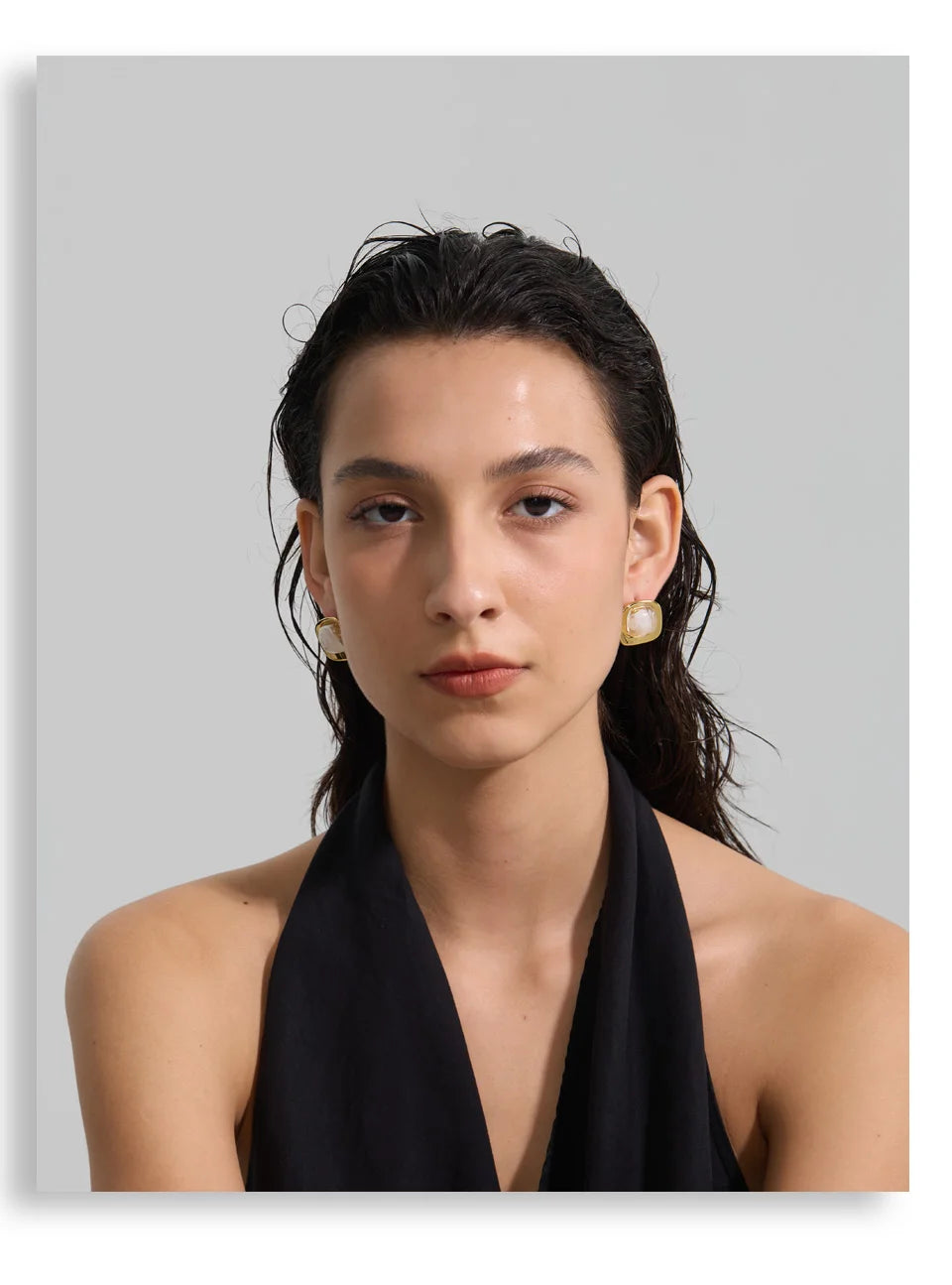 Glossy Resin Square Stud Earrings – Waterproof 18K Gold Plated Earrings | Ezra Gems