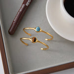 Oval Tiger Eye Stone Cuff Bangle – Waterproof 18K Gold Plated Bracelet | Ezra Gems