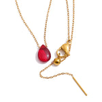 Red Resin Water Drop Pendant Necklace – Waterproof 18K Gold Plated Necklace | Ezra Gems