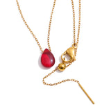 Red Resin Water Drop Pendant Necklace – Waterproof 18K Gold Plated Necklace | Ezra Gems