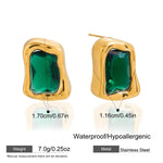Colored Cubic Zirconia Gold Stud Earrings – Waterproof 18K Gold Plated Earrings | Ezra Gems