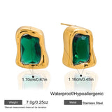 Colored Cubic Zirconia Gold Stud Earrings – Waterproof 18K Gold Plated Earrings | Ezra Gems