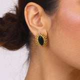 Black Stone Statement Earrings