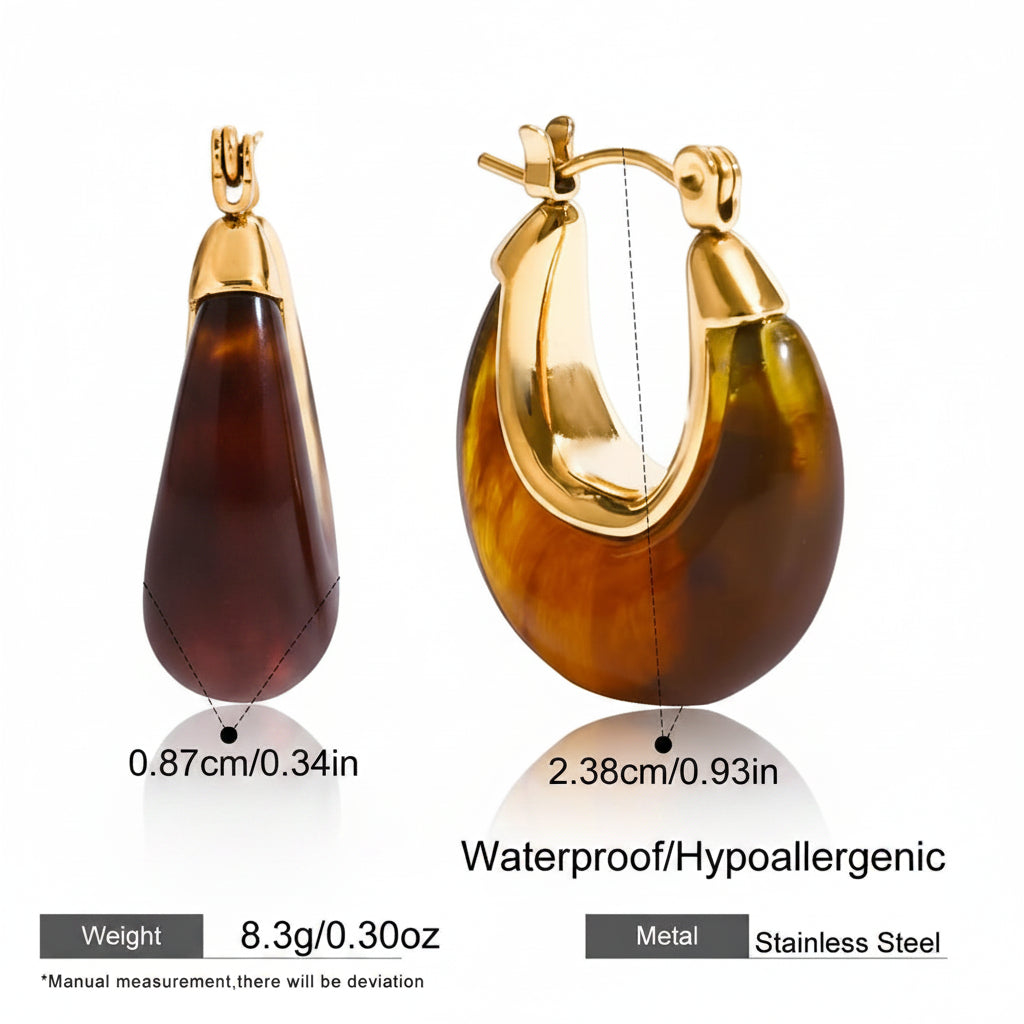 Vintage Resin Drop Earrings – Waterproof 18K Gold Plated Earrings | Ezra Gems