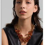Amber Resin Bead Charm Necklace – Waterproof 18K Gold Plated Necklace | Ezra Gems