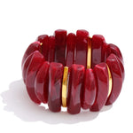 Wide Acrylic Resin Stretch Bangle – Waterproof 18K Gold Plated Bracelet | Ezra Gems