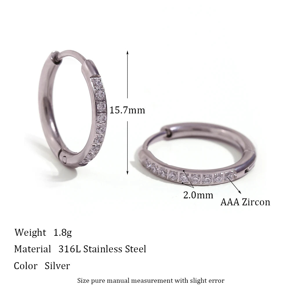 Rounded Edges Cubic Zirconia Hoop Earrings – Waterproof 18K Gold Plated Earrings | Ezra Gems