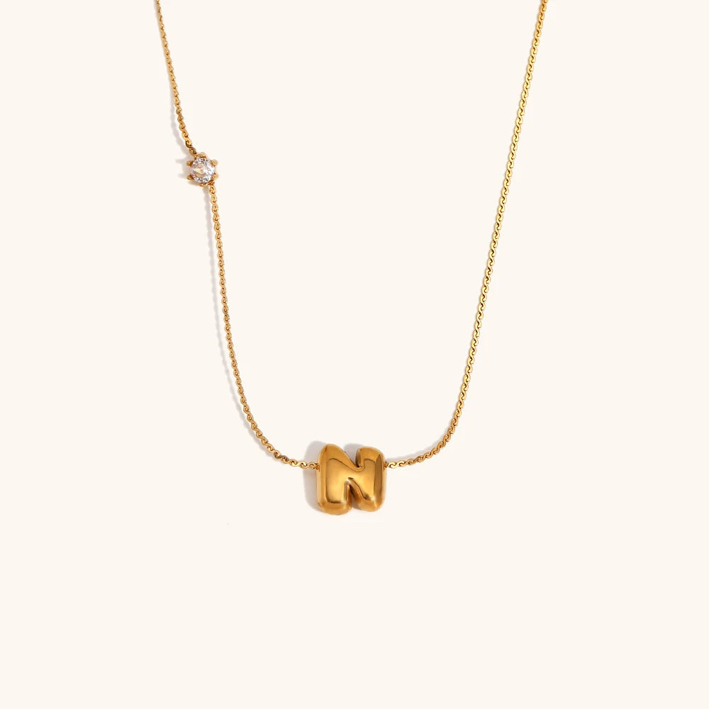 Sparkling Zircon Initial Necklace – Waterproof 18K Gold Plated Necklace | Ezra Gems