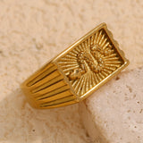 Snake Sunburst Signet Ring – Waterproof 18K Gold Plated Ring | Ezra Gems