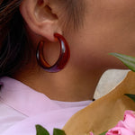 C Shape Resin Statement Stud Earrings – Waterproof 18K Gold Plated Earrings | Ezra Gems