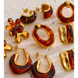 Multi-Color Resin Round & Square Geometric Earrings