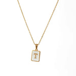 Mother of Pearl Initial Necklace – Waterproof 18K Gold Plated Necklace | Ezra Gems
