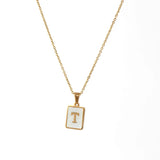 Mother of Pearl Initial Necklace – Waterproof 18K Gold Plated Necklace | Ezra Gems