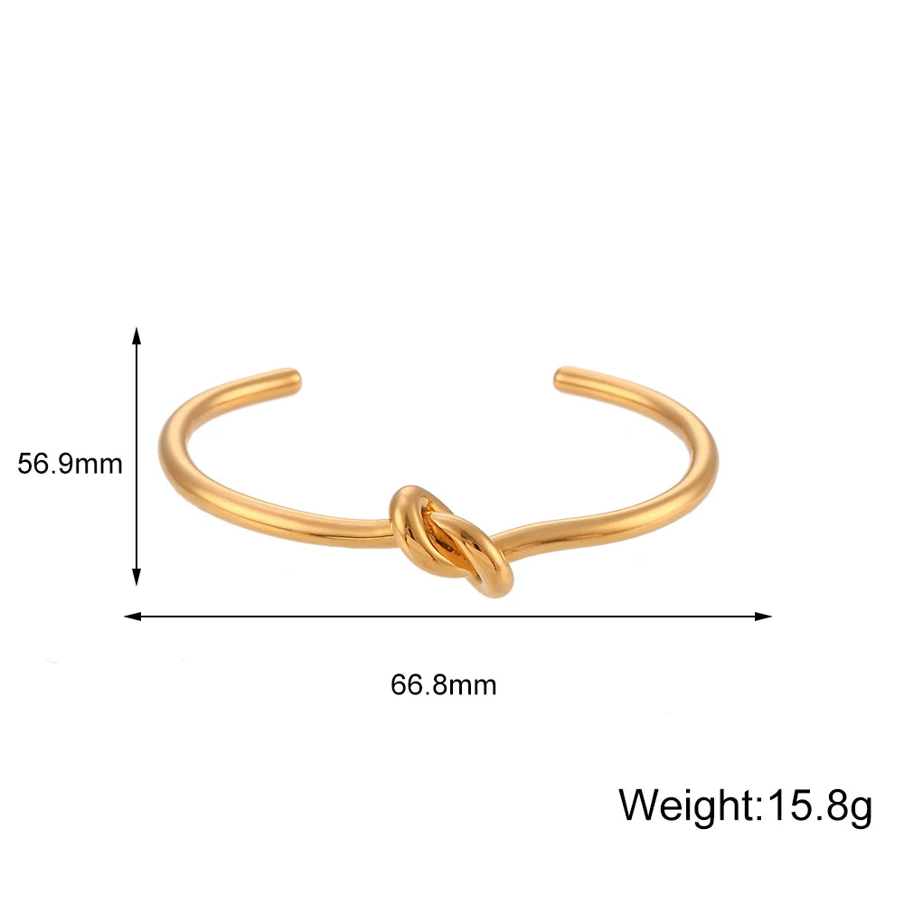 Minimalist Knot Cuff Bangle – Waterproof 18K Gold Plated Bracelet | Ezra Gems